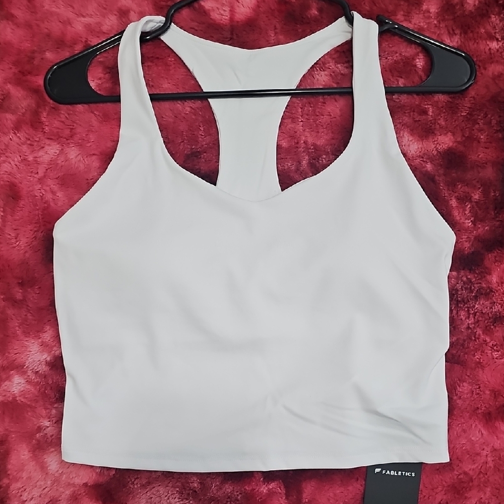 Fabletics Classic White Racerback Top NWT